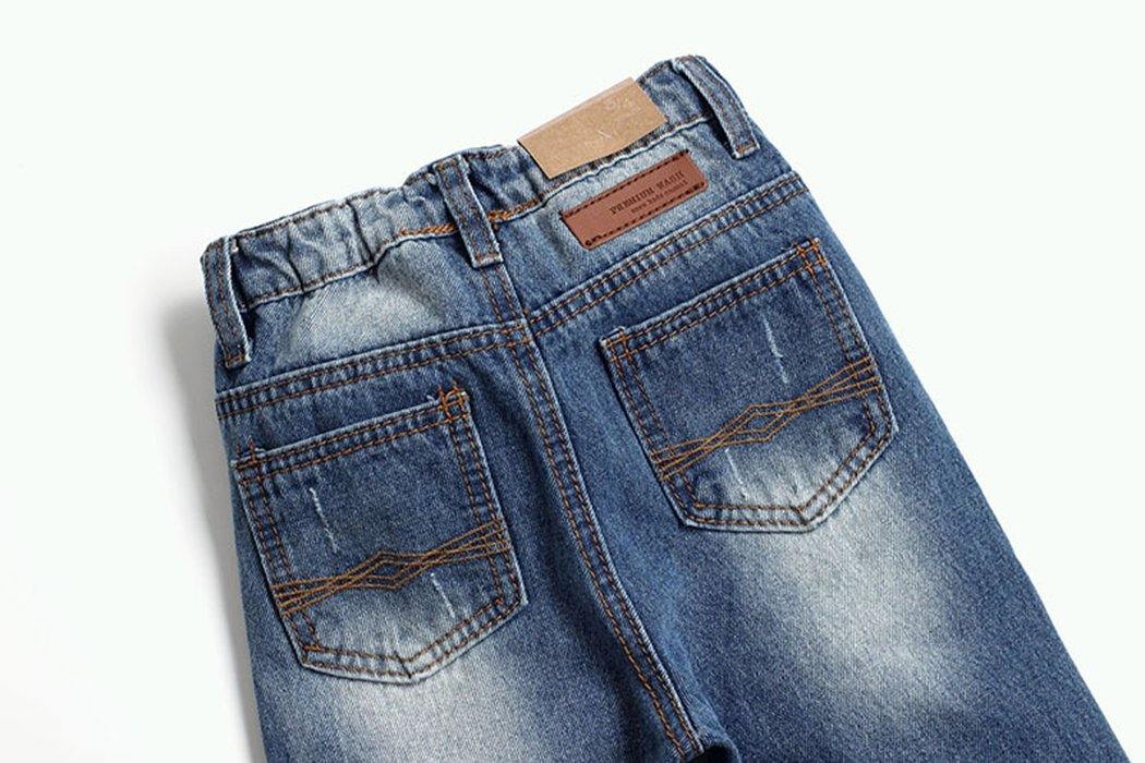 Kidscool Space Baby & Toddler Elastic Waistband Inside Ripped Holes Soft Jeans - Kidscool Space