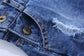 Girls Jeans Overalls Ripped Denim Shortalls