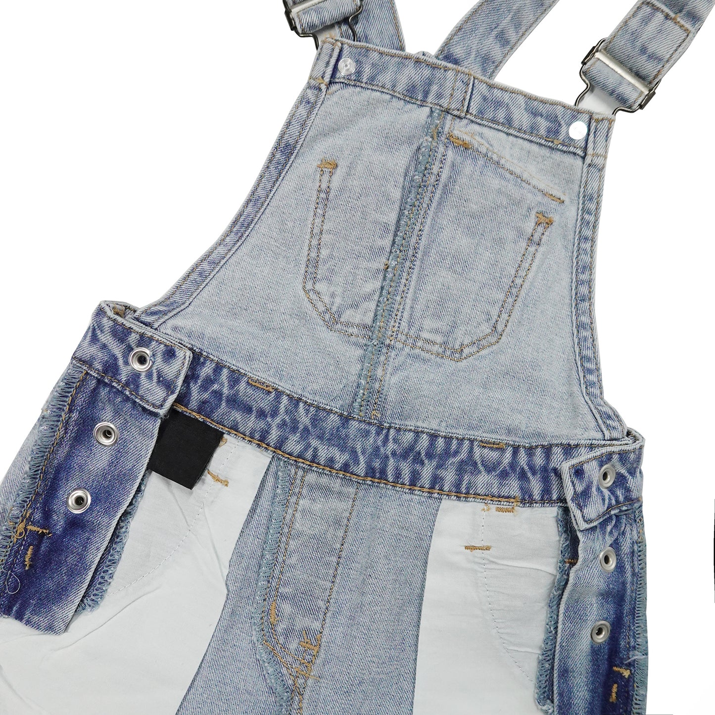 Unisex Kids Ripped Adjustable Straps Summer Jeans Shortalls