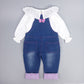 Baby & Toddler Girl Bunny Style Soft Denim Overalls Set