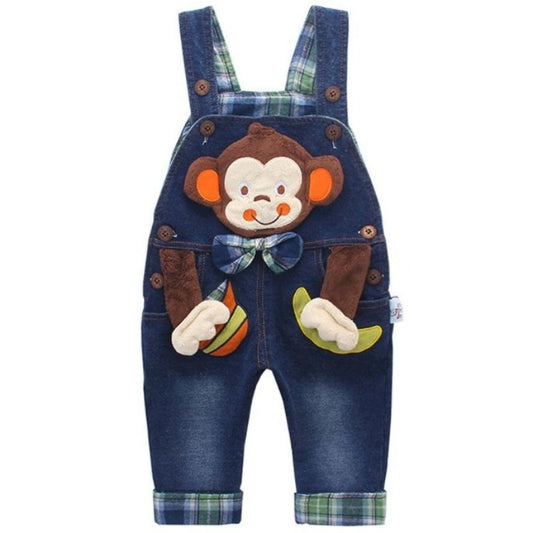 Kidscool Space Baby & Toddler Boys 3D Cartoon Monkey Knitted Jeans Overalls - Kidscool Space