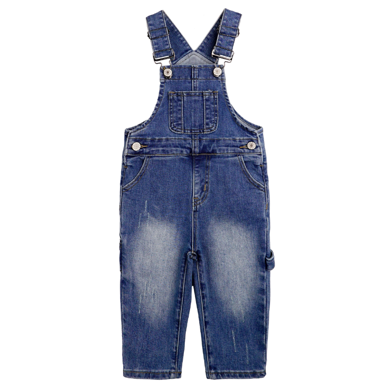 Kids Girl Small Bib Pocket Adjustable Straps Cute Ripped Jean Overalls