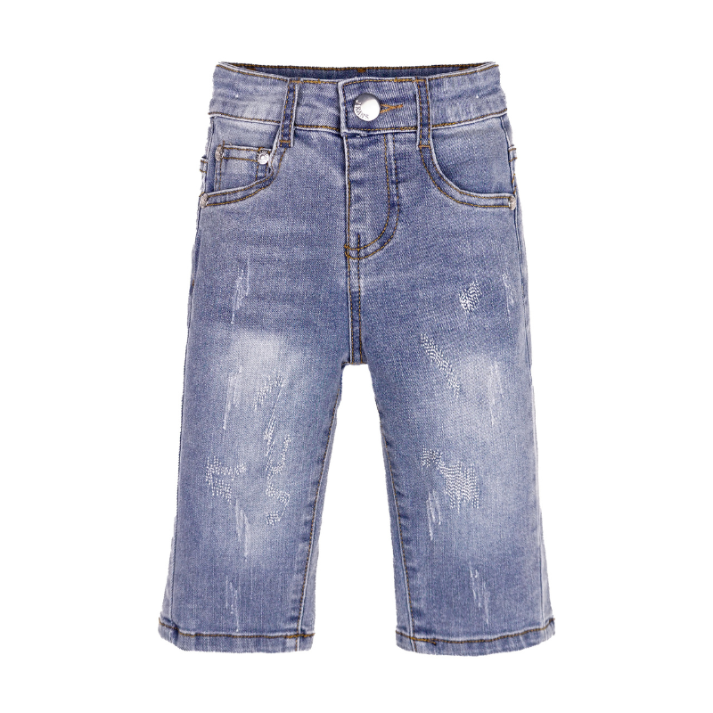 Ripped Holes Stone Washed Soft Slim Kids Jeans