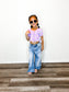 Kid Girl Boy,Elastic Band Inside Ripped Denim Wide-Leg Jeans Pants