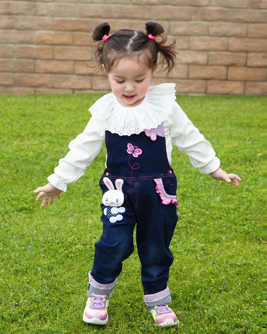  KIDSCOOL SPACE Little Girls Embroiderd Grass Jeans Pants,Blue,3-4  Years: Clothing, Shoes & Jewelry