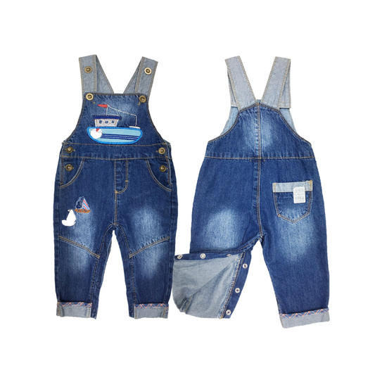 Toddler Baby Embroideried Cuffed Jeans Overalls