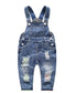 Baby Twin Color Lining Ripped Denim Overalls