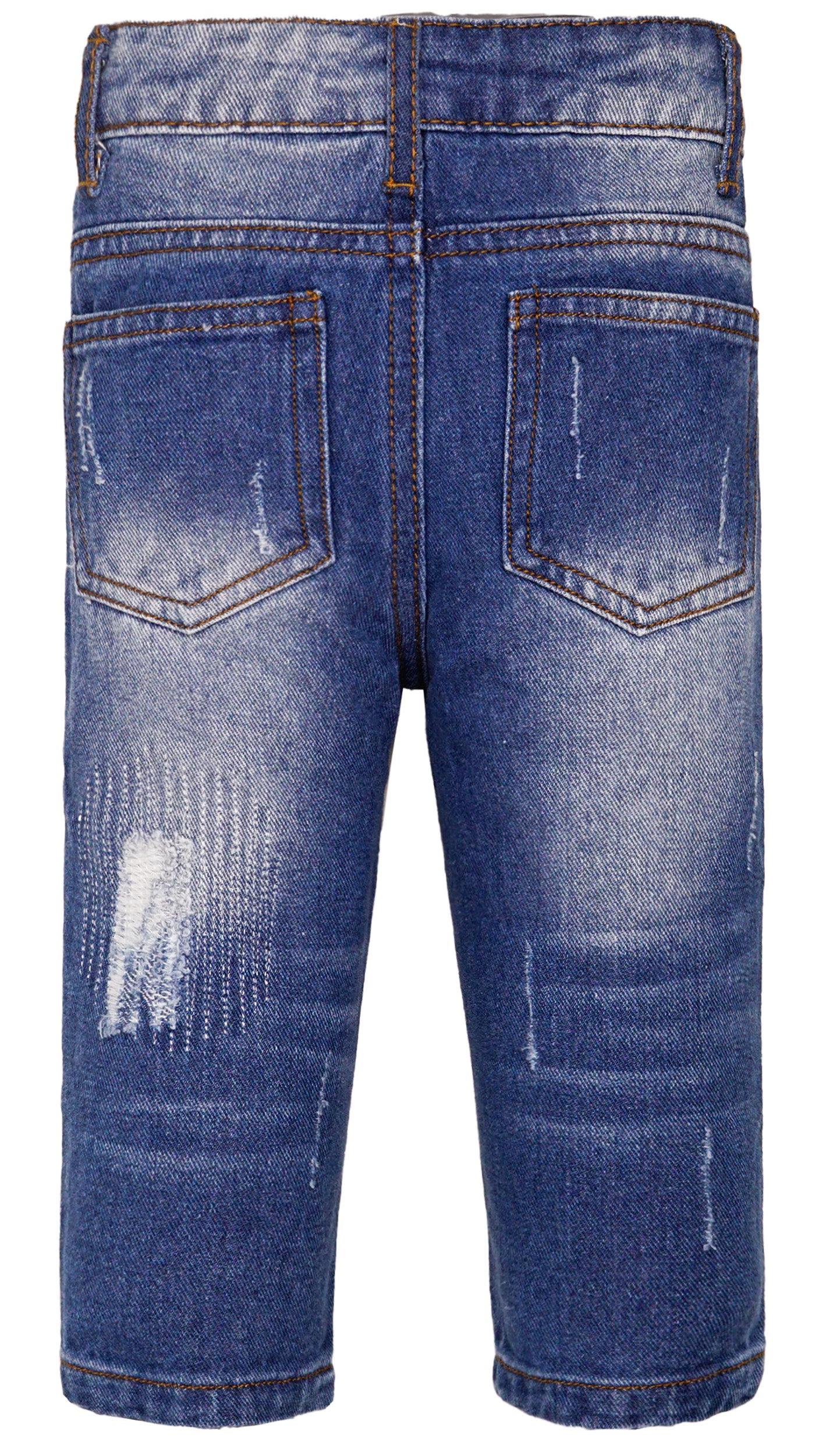 Boys Girls Elastic Waistband Ripped Holes Jeans