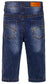 Kids Jeans D Ring Elastic Ripped Denim Pants