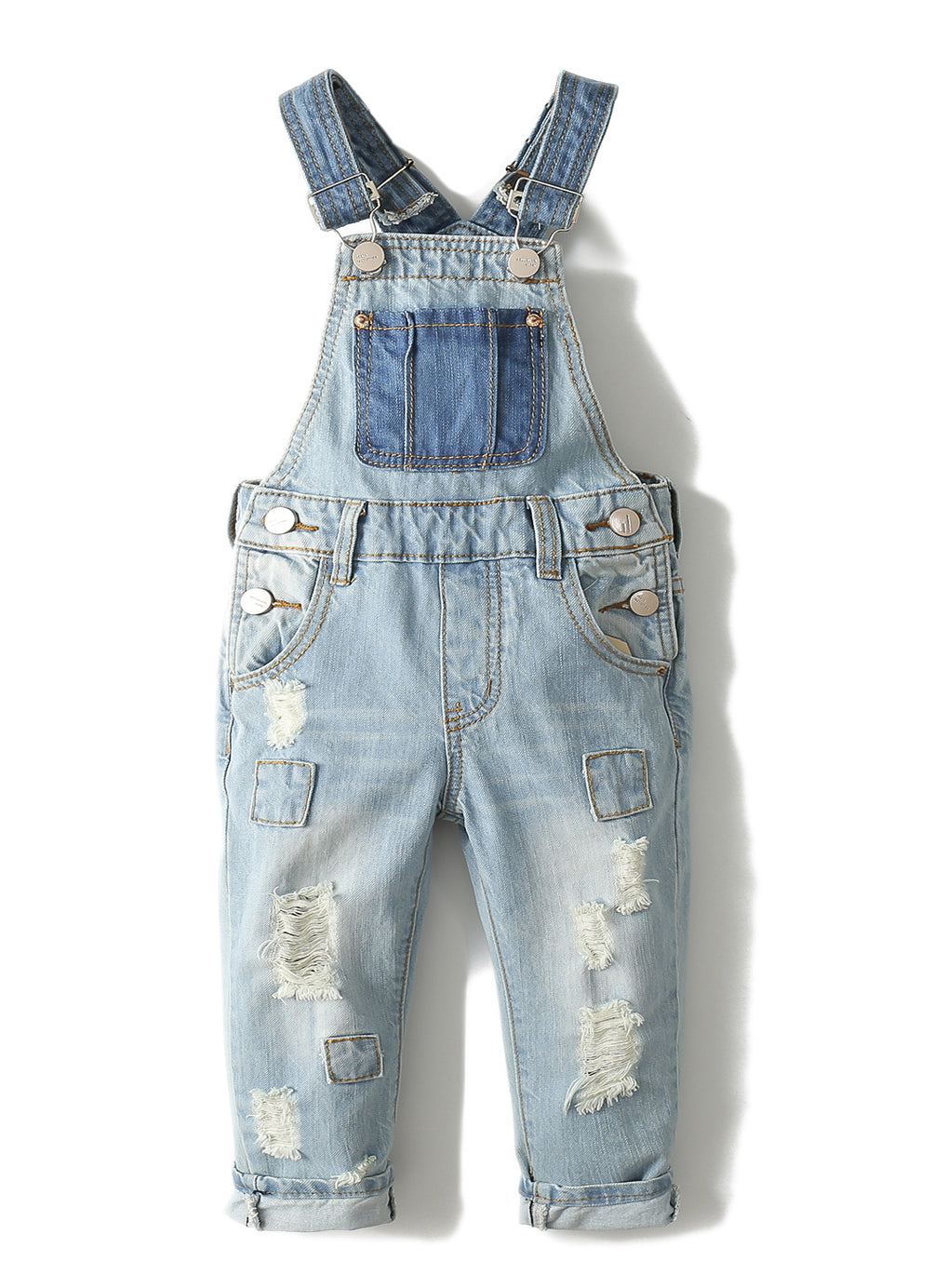 Little Girl Boy Jeans Overalls Ripped Denim Overalls