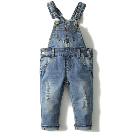 Little Unisex Toddler Ripped Denim Cute Slim Pants Jean Overalls