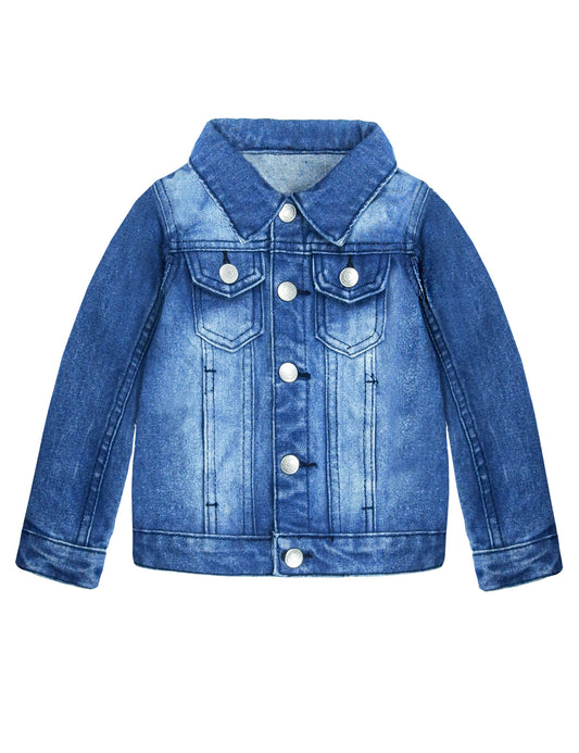 Little Kid Simple Jean Jacket, Stone Washed Soft Denim Coat Outfit