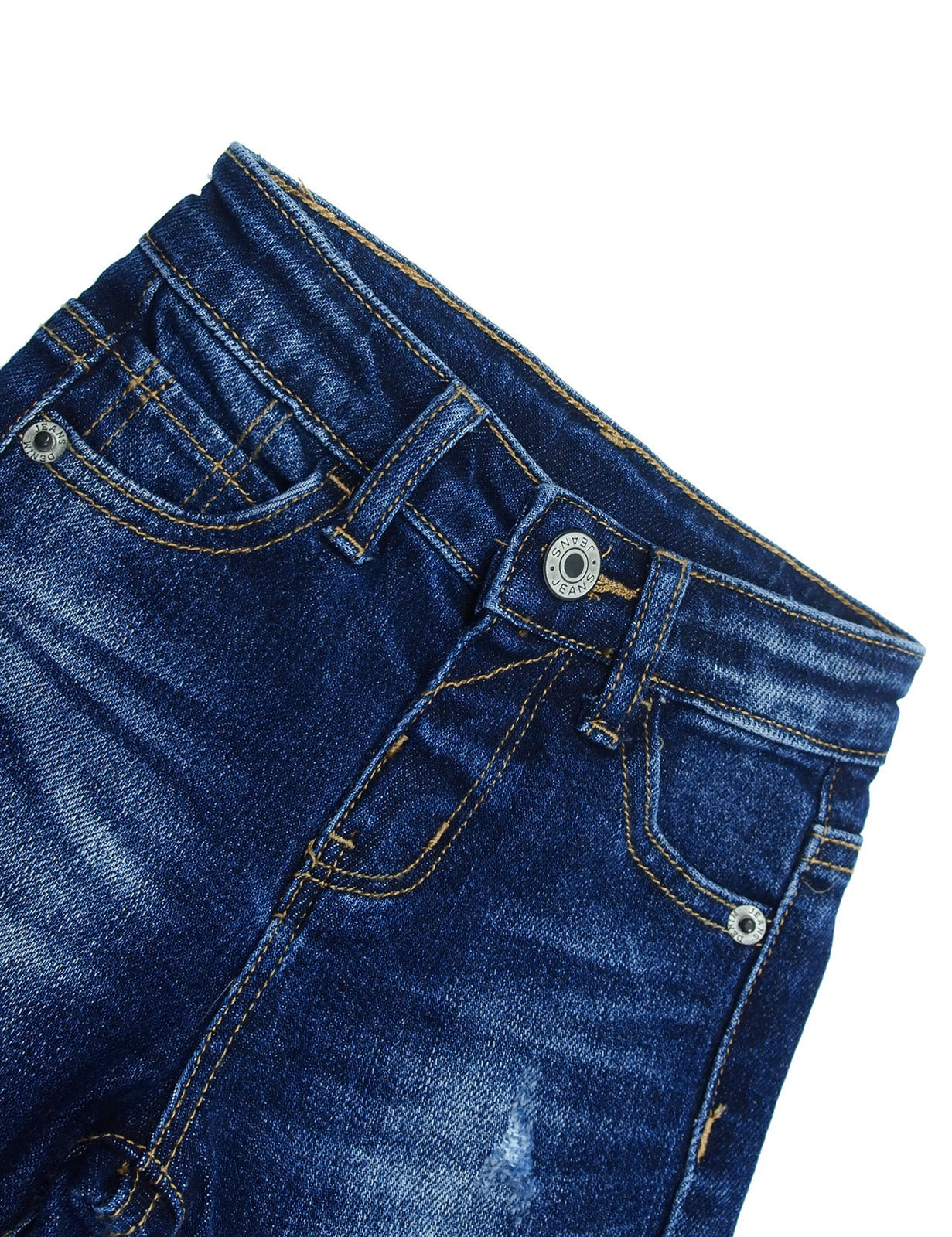 Little Kid Elastic Band Ripped Fresh Denim Jeans Pants
