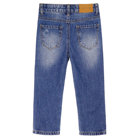 Little Kid Elastic Band Fashion Ripped Jeans