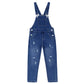 Kid Boy Girl Small Bib Pocket Adjustable Straps Ripped Jean Novel Overalls