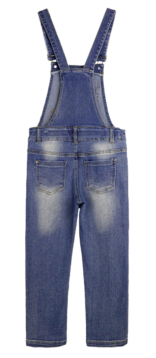 Boy Girl Overalls Irregular Pockets Slim Denim Jumpsuit