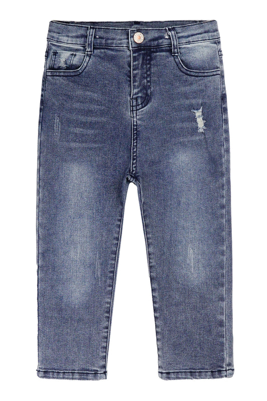 Baby Little Boy Slim Fit Jeans Little Kid Ripped Elastic Band Inside Denim Pants