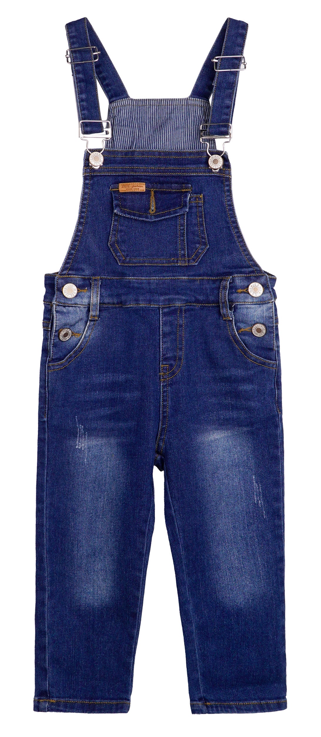 Baby Little Boys Soft Ripped Bib Pocket Fashion Denim Fit Jeans Overalls