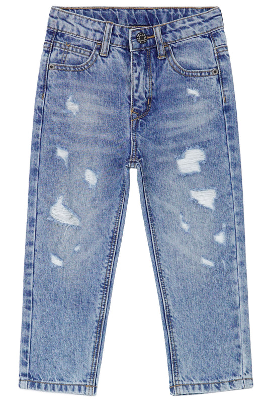 Baby/Toddler Boys Elastic Band Inside Ripped Denim Pants