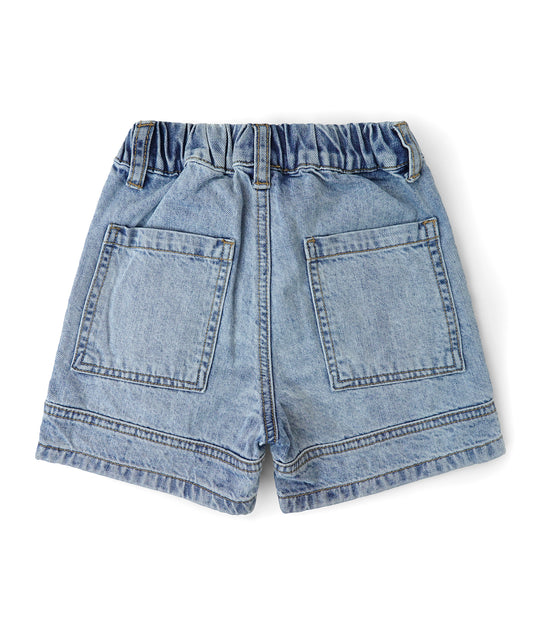 Little Big Boys Denim Shorts,Elastic Waist with Drawstring Adjustable Jeans Summer Wear