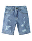 Baby Little Big Boys Denim Shorts,Elastic Waistband Inside Ripped Holes Stretch Jeans Summer Wear