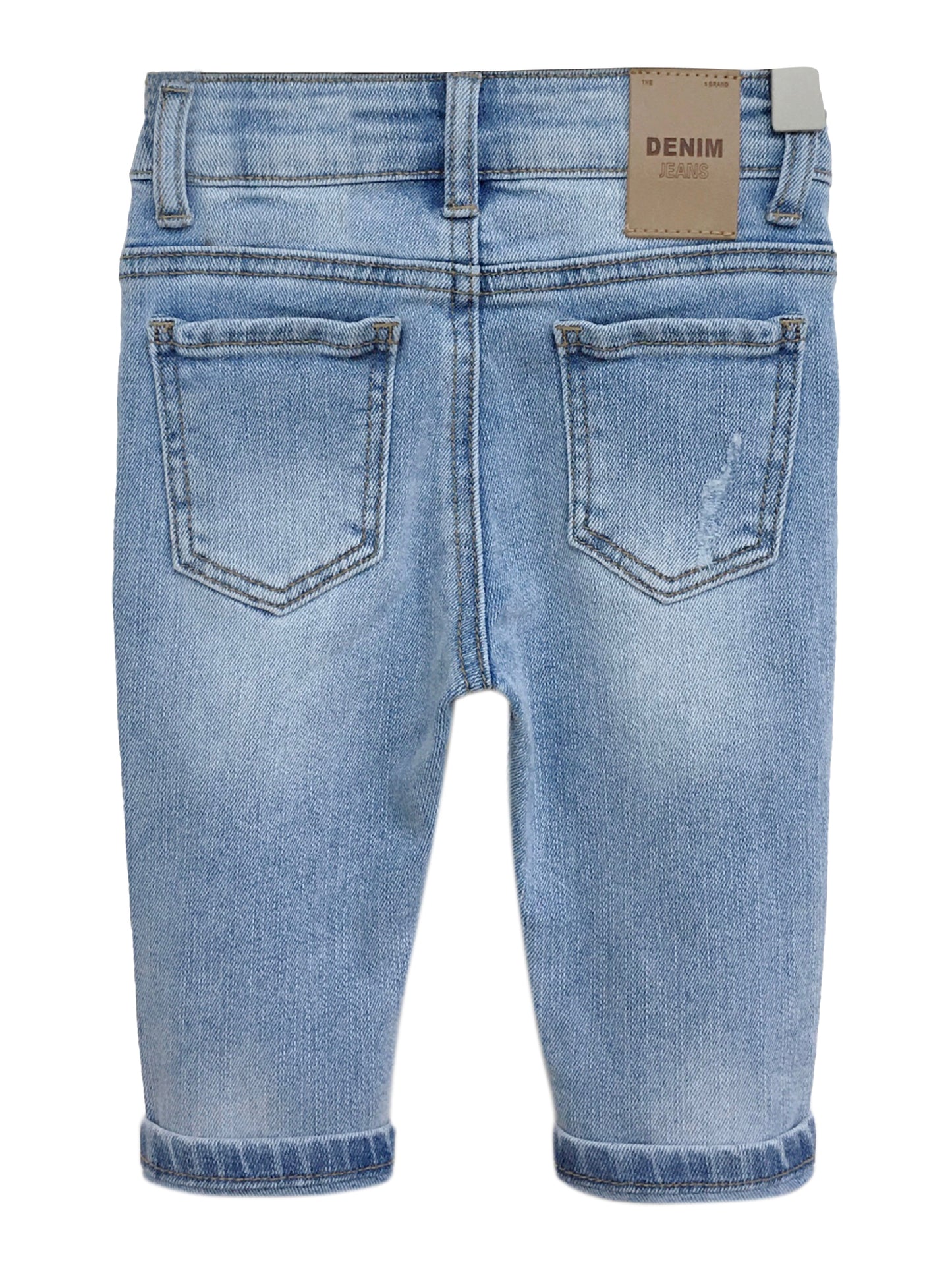 Infant Jeans,Baby Toddler Elastic Band Inside with D-ring Distressed Soft Stretch Denim Pants