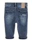 Baby Jeans,Little Toddler Elastic Band Inside with D-ring Distressed Vintage Creasing Stretch Denim Pants