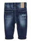 Baby Jeans,Little Toddler Elastic Band Inside with D-ring Distressed Vintage Creasing Stretch Denim Pants