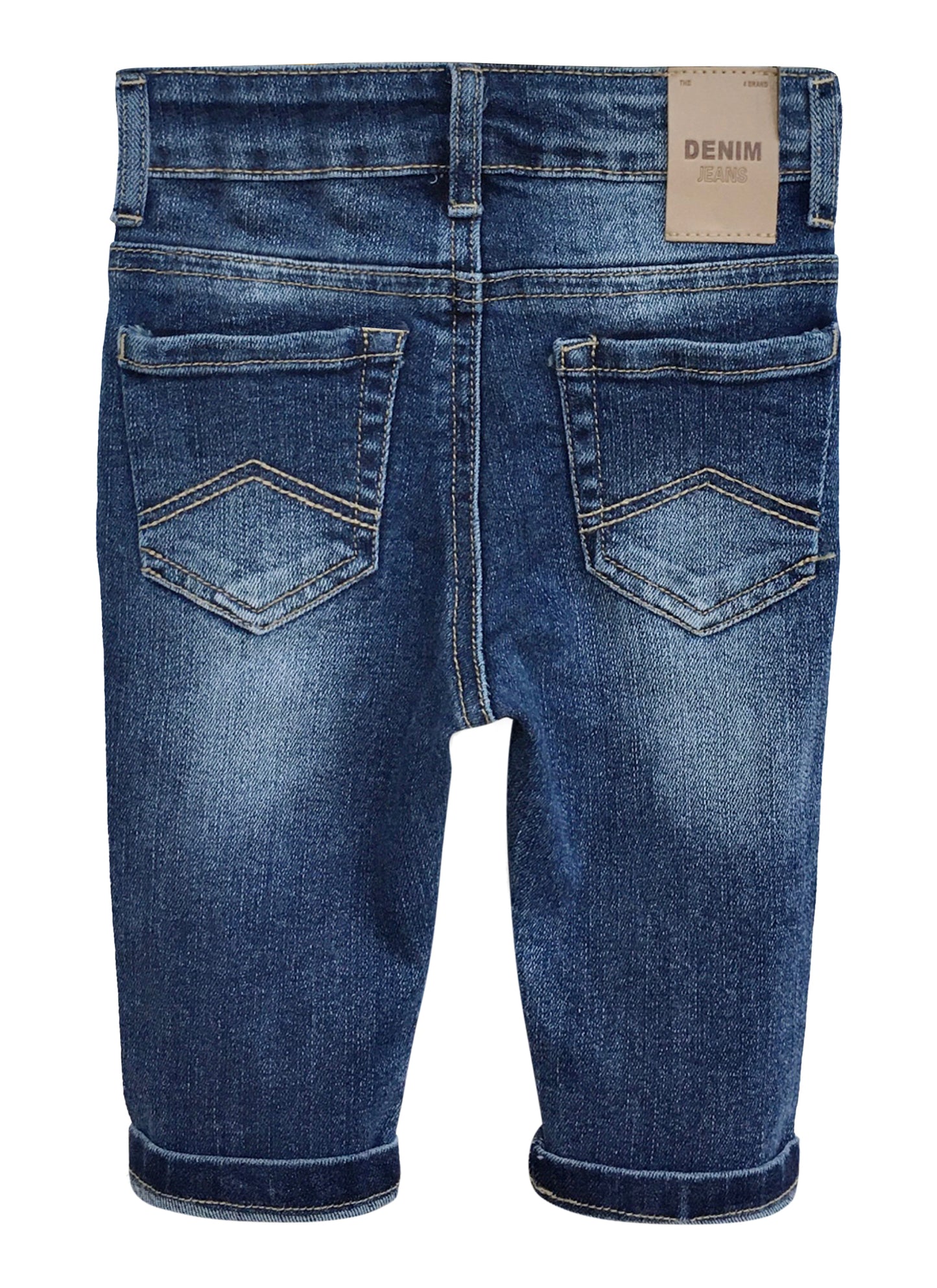 Infant Jeans,Baby Toddler Elastic Band Inside with D-ring4 Ripped Holes Distressed Soft Denim Pants