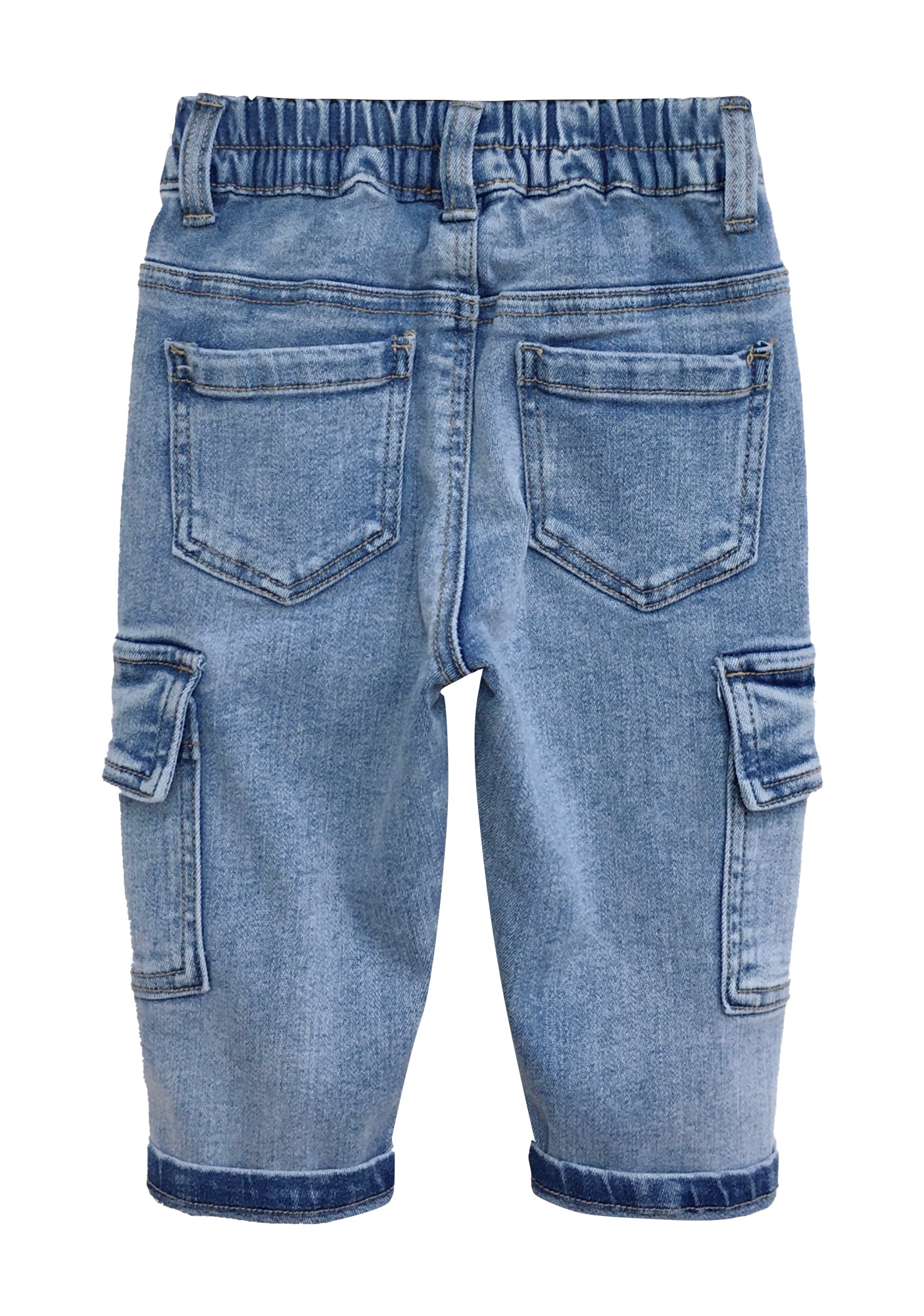 Baby Jeans,Little Toddler Kids Elastic Waist with D-ring Stretch Cargo Denim Pants