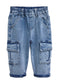 Baby Jeans,Little Toddler Kids Elastic Waist with D-ring Stretch Cargo Denim Pants