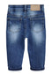 Baby Jeans,Little Toddler Elastic Band Inside with D-ring Small Distressed Holes Vintage Creasing Stretch Denim Pants