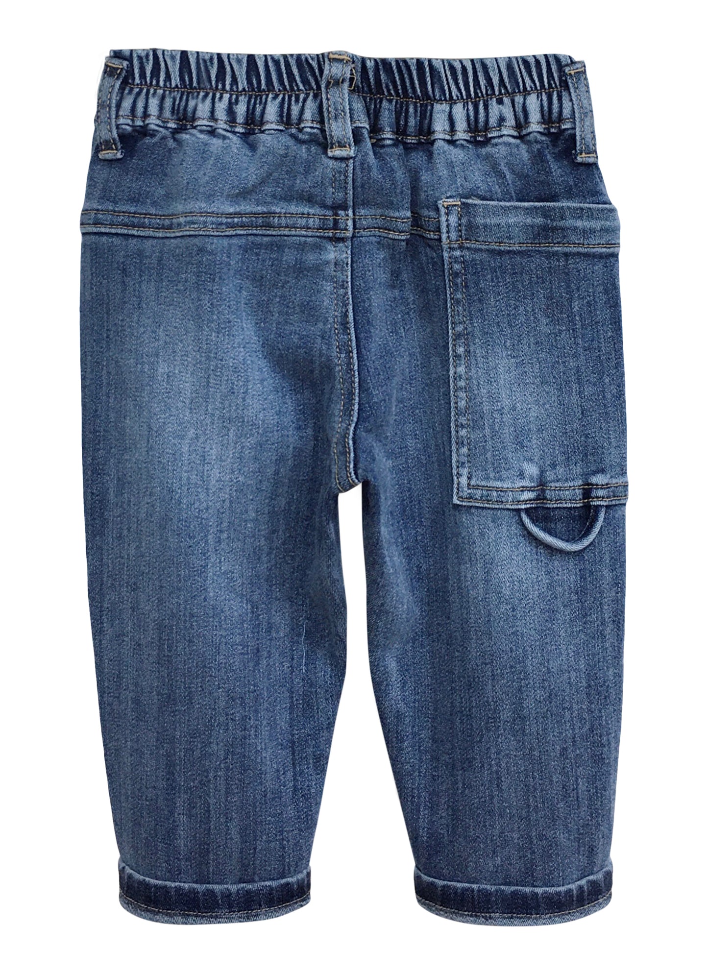 Baby Jeans,Little Toddler Elastic Waist with D-ring Slant Pockets Stretch Denim Pants