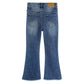 Girls Jeans, Split Hem with Ral Edges Elastic Waistband Inside High Stretch Denim Wide-leg Pants