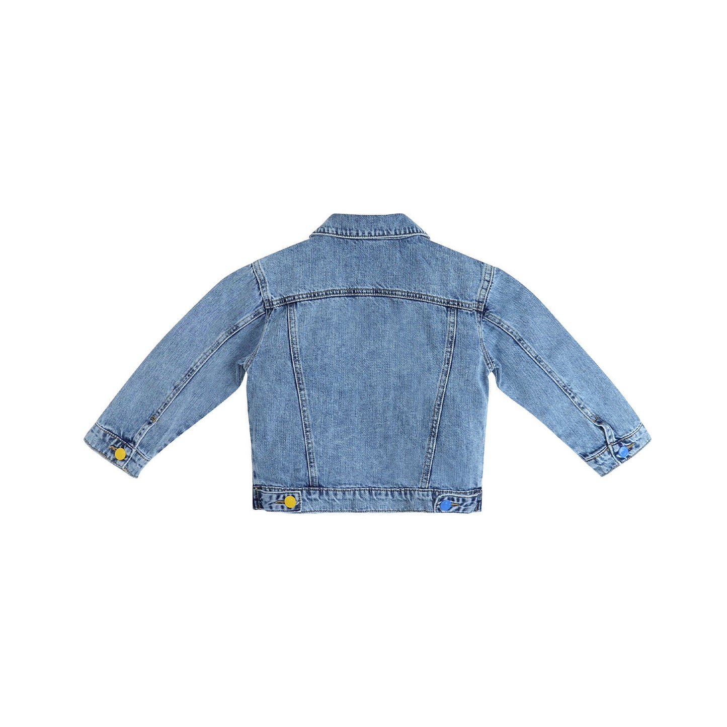 Boys Denim Jacket, Little Big Kids Simple Design Colored Buttons Jean Coat