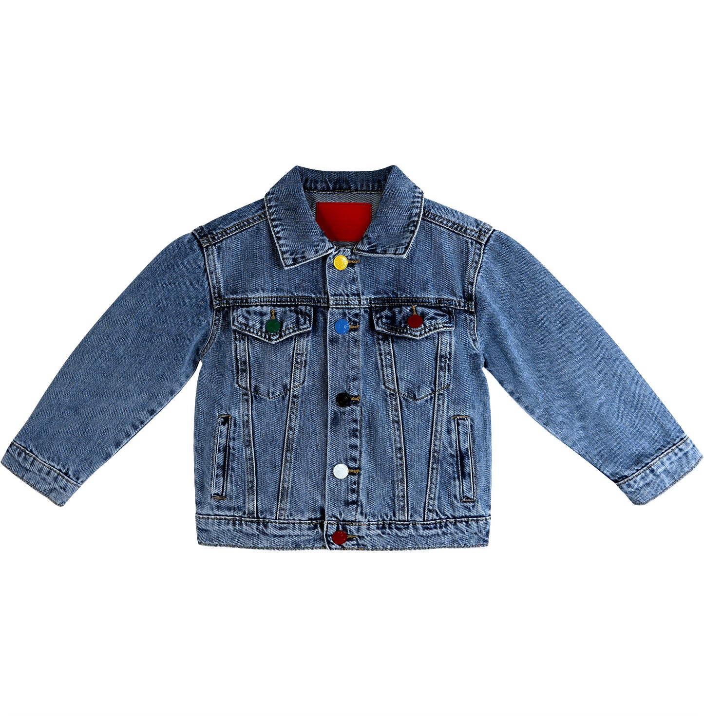 Boys Denim Jacket,Little Big Kids Simple Design Colored Buttons Jean Coat