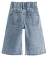 Baby Girls Jeans,Toddler Elastic Waist with D-ring Slant Pockets Wide-leg Denim Pants
