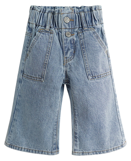 Baby Girls Jeans,Toddler Elastic Waist with D-ring Slant Pockets Wide-leg Denim Pants