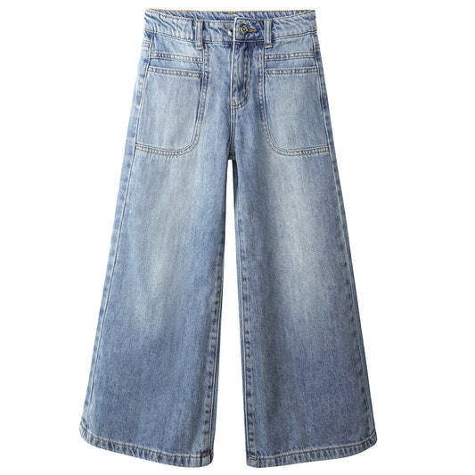 Girls Jeans, 12M-13T Wide Size Range Wide-leg Flared Denim Pants