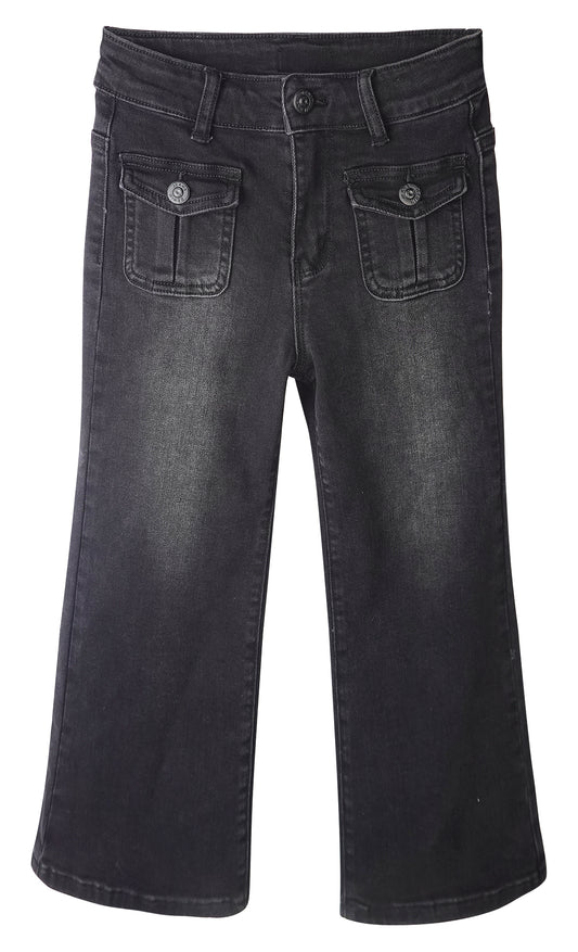Little Girls Jeans, 12M-13T Wide Size Range Wide-leg Flared Stretchy Denim Pants,Light Blue,3-4 Years