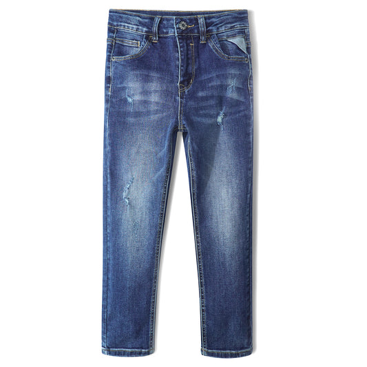 Boys Jeans, 12M-14T Children Ripped Soft Stretchy Classic Denim Pants,Deep Blue