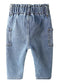 Baby Girls Jeans,Toddler Boy Elastic Waist with D-ring Square-Shaped Pockets Straight Leg Denim Pants