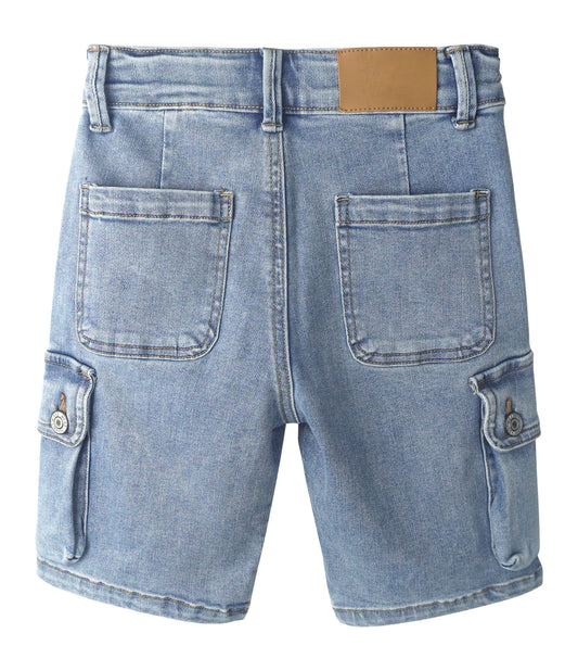 Little Big Children Denim Shorts,Elastic Band Inside Stretchy Cargo Jean Summer Pants