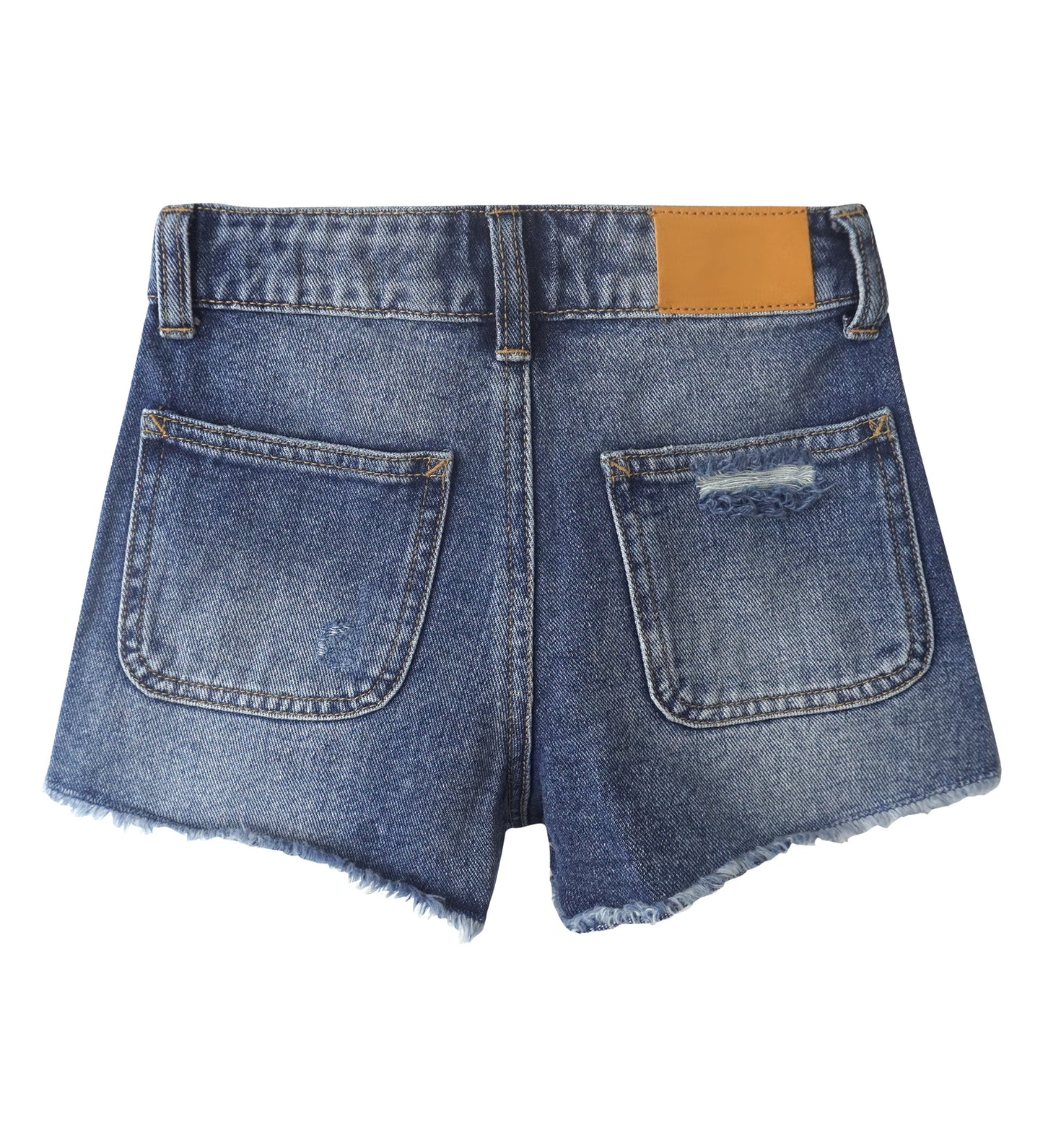 Little Big girls Denim Shorts,Elastic Band Inside Ripped High-cut Raw Hem Hot Jean Summer Pants