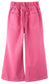 Girls Wide-leg Colored Denim Jeans, 5-14T Loose Elastic Waist with String Ripped Flared Pants