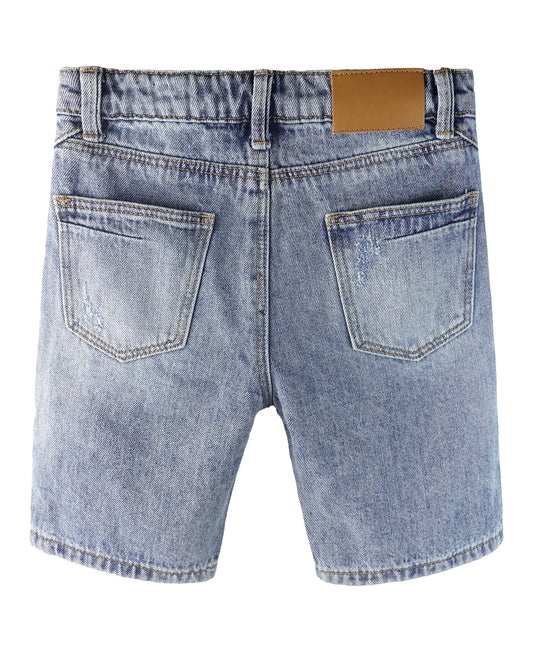 Baby Denim Shorts,Elastic WaistBand Inside Ripped Holes Summer Half Jeans