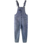 Little Girls Denim Overalls, Fake Pocktes Simple Design Summer Loose Fit Jeans Dungarees