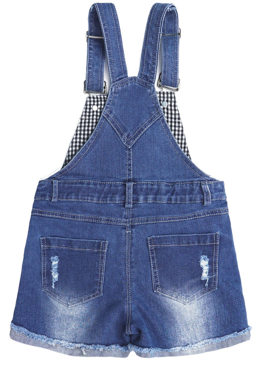 Baby Girls Denim Shortalls, Little Boys Ripped Raw Edge Hem Jeans Summer Shortalls