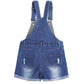 Baby Girls Denim Shortalls, Little Boys Ripped Raw Edge Hem Jeans Summer Shortalls