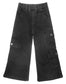 7-Pocket Girls Wide-leg Stretch Denim Pants, 5-14T Ribbed Elastic Waist with D-ring Cargo Jeans